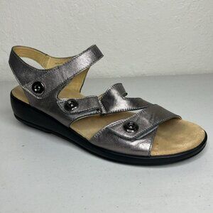 Gravity Defyer Leather Wedge Slingback Comfort Sandals